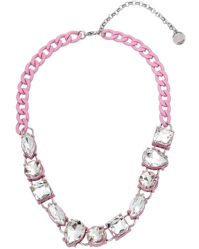 Steve Madden Stone Bib Necklace - Pink