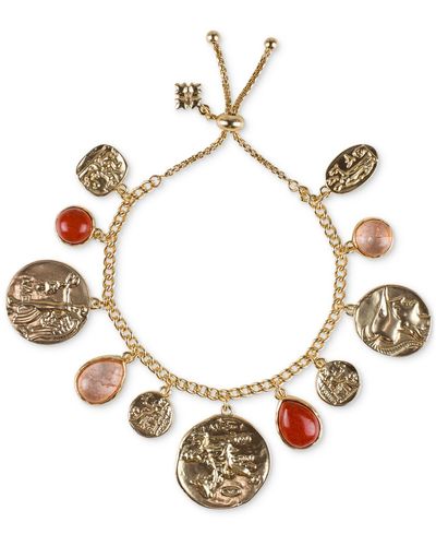 Patricia Nash Gold-tone Coin & Red Bead Charm Slider Bracelet - Metallic