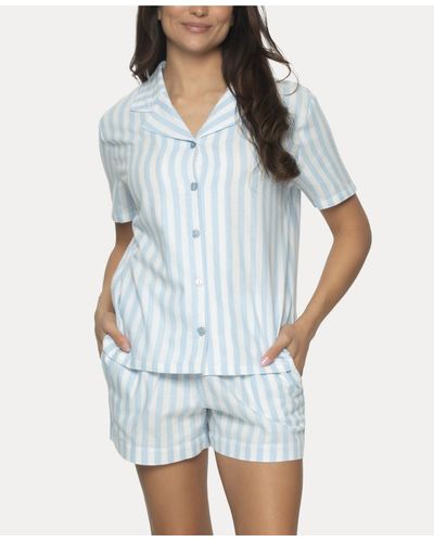 Felina Mirielle 2 Pc. Shorts Pajama Set - Blue