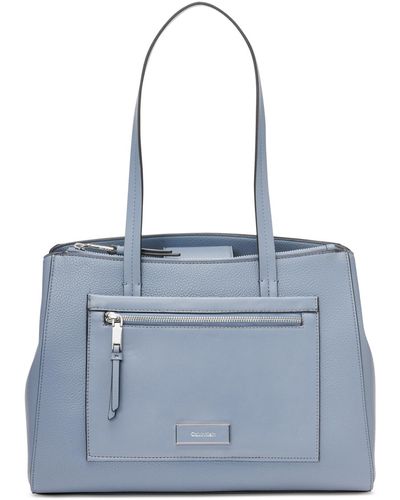 Calvin Klein Hadley Colorblocked Large Triple Compartment Tote - Blue