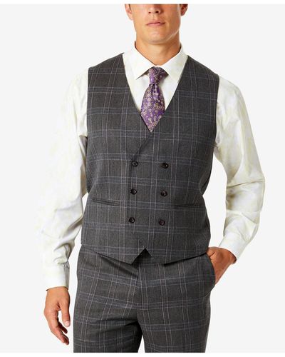 Tayion Collection Classic-fit Wool Suit Vest - Gray