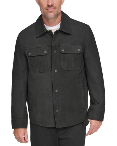 Marc New York The Laredo Leather Overshirt - Black