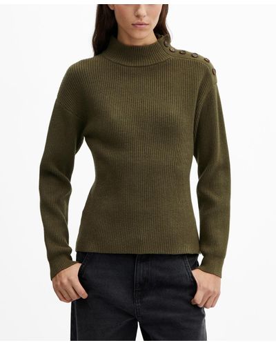 Mango Shoulder Buttons Sweater - Green