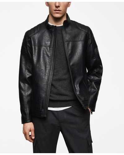 Mango Nappa Leather-effect Jacket - Black