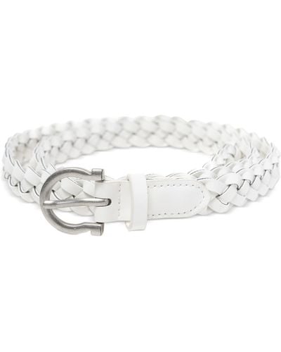 Style & Co. Braided Faux-leather Belt - White