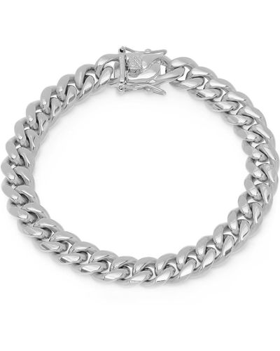 Steeltime Stainless Steel Miami Cuban Chain Link Style Bracelet - Metallic