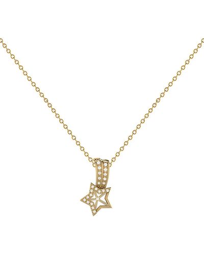 LuvMyJewelry Wishing Star Design Sterling Silver Diamond Pendant Necklace - Metallic