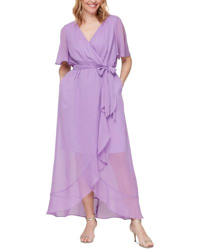 Sl Fashions Ruffled Wrap Dress - Purple