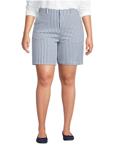 Lands' End Plus Size Classic 7" Chino Shorts - Blue
