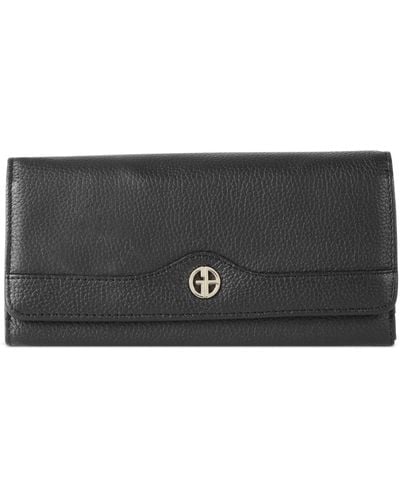 Giani Bernini Pebble Leather Receipt Wallet - Black