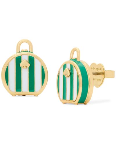 Kate Spade Gold-tone Striped Suitcase Stud Earrings - Green