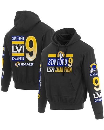 Fanatics Jh Design Matthew Stafford Los Angeles Rams Super Bowl Lvi Champions Player Name And Number Pullover Hoodie - Black