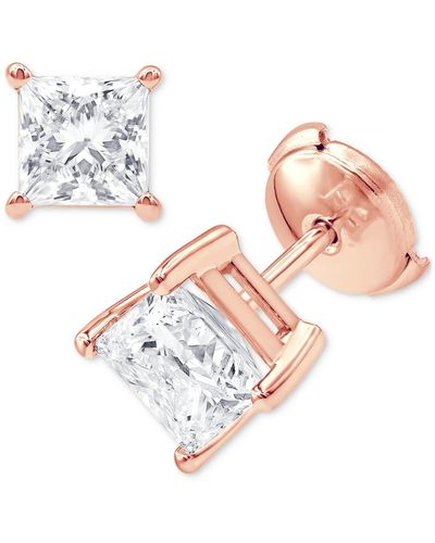 Badgley Mischka Certified Lab Grown Diamond Princess Stud Earrings (3 Ct. T.w. - Pink