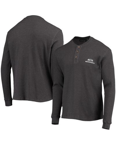 Dunbrooke Seattle Seahawks Logo Maverick Thermal Henley Long Sleeve T-shirt - Gray