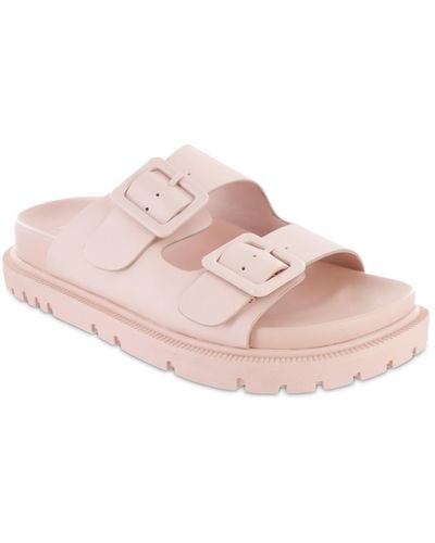 MIA Gen Double Buckle Flat Slide Sandals - Pink