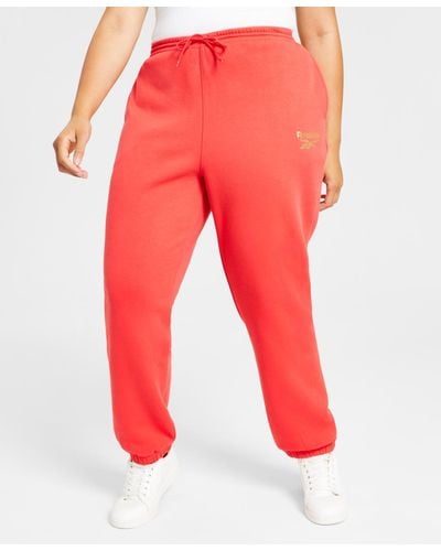Reebok Plus Size Shine Fleece jogger Pants - Red