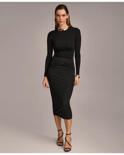 Donna Karan Twist-front Knit Pull-on Pencil Skirt - Black