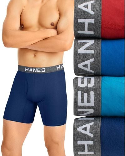 Hanes Ultimate® Comfortflex Fit® 4-pk. Moisture-wicking Stretch Boxer Briefs - Blue