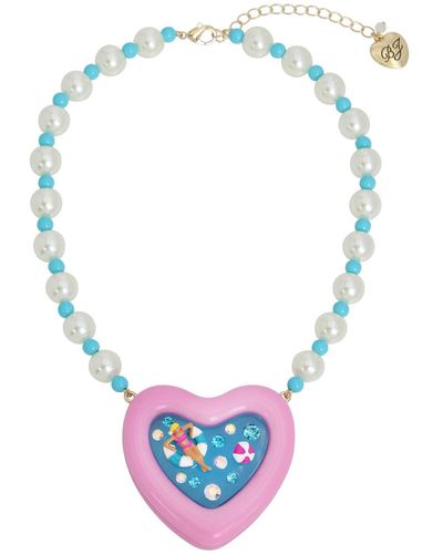 Betsey Johnson Faux Stone Pool Party Heart Pendant Necklace - Blue