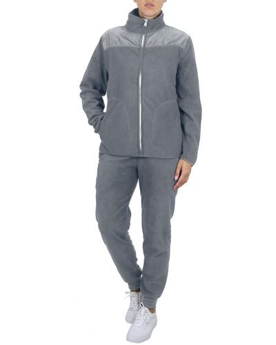 Galaxy By Harvic Polar Fleece Sweatshirt Top jogger Bottom Matching Set - Gray