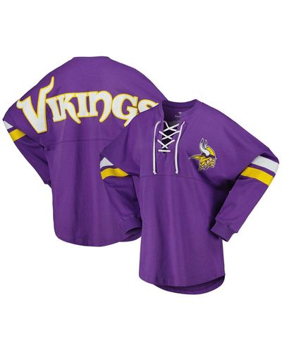 Fanatics Minnesota Vikings Spirit Jersey Lace-up V-neck Long Sleeve T-shirt - Purple