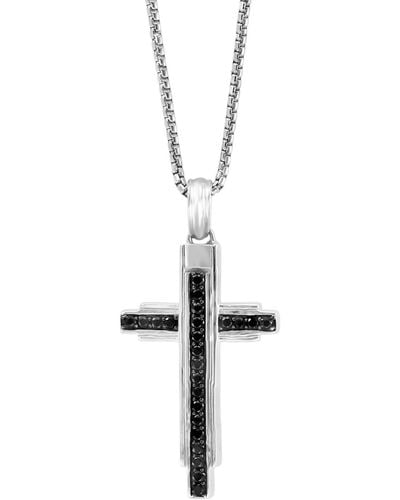 Effy Effy Black Spinel Cross 22" Pendant Necklace (3/4 Ct. T.w. - White