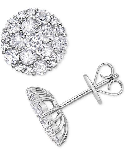 Macy's Diamond Cluster Stud Earrings (2 Ct. T.w. - Metallic