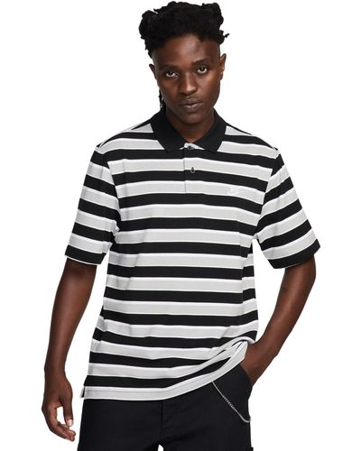 Nike Club Striped Polo Shirt - Black