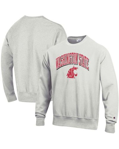 Champion Washington State Cougars Arch Over Logo Reverse Weave Pullover Sweatshirt - Gray
