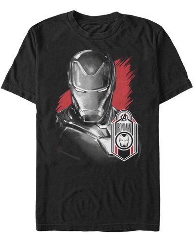 Fifth Sun Marvel Avengers Endgame Fierce Ironman Glance And Tag Short Sleeve T-shirt - Black