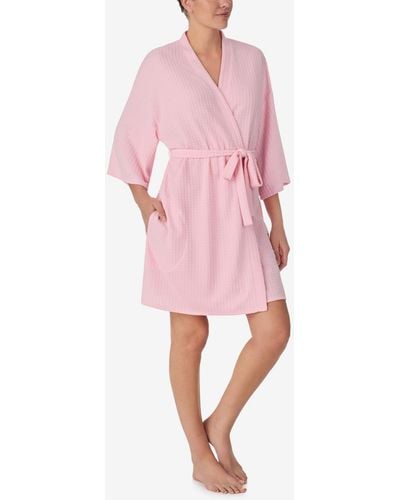 Ellen Tracy 3/4 Kimono Sleeve Short Robe - Pink