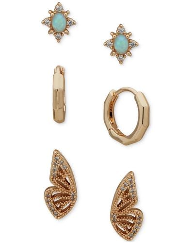 Lonna & Lilly Gold-tone Crystal Butterfly Earrings Set - White
