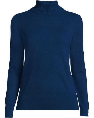 Lands' End Cashmere Turtleneck Sweater - Blue