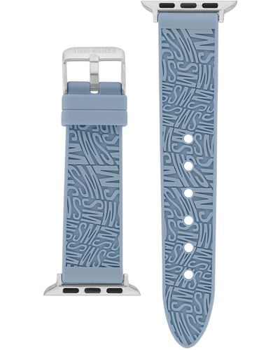 Steve Madden Light Blue Swirl Logo Silicone Strap Compatible With 42, 44, 45, 49mm Apple Watch