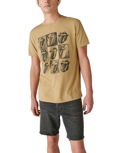 Lucky Brand Rolling Stones Tongue Logo Short Sleeves T-shirt - Natural