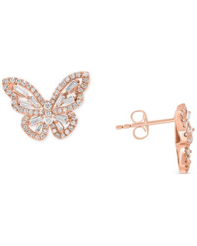Effy Effy® Diamond Butterfly Stud Earrings (5/8 Ct. T.w.) In 14k Rose Gold - Pink