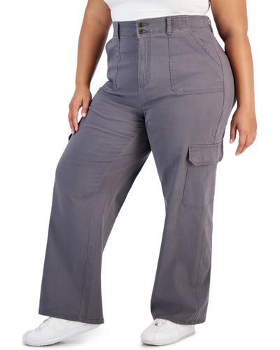 Celebrity Pink Trendy Plus Size Relaxed-fit Straight-leg Cargo Pants - Blue