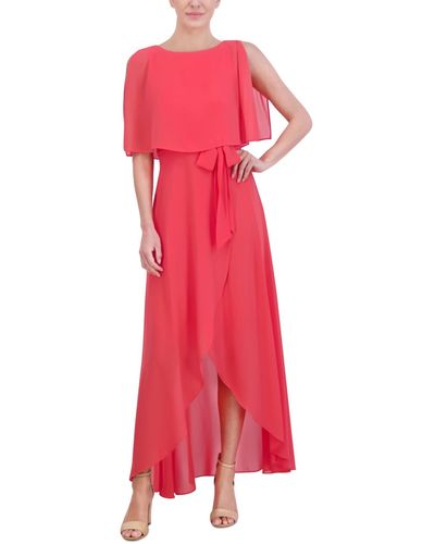 Jessica Howard Petite Split-sleeve High-low Maxi Dress - Red