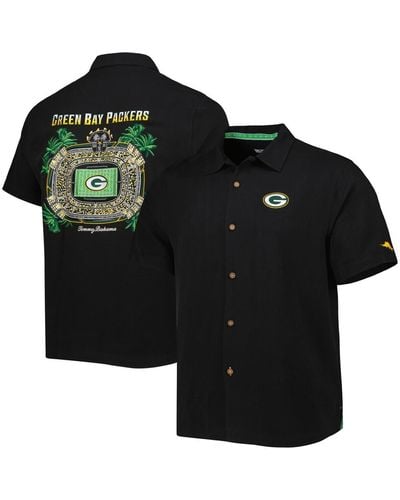 Tommy Bahama Green Bay Packers Top Of Your Game Camp Button-up Shirt - Black