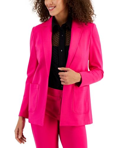 Anne Klein Compression Notched Collar Blazer - Pink