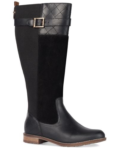 Barbour Ange Mixed-media Buckled-strap Boots - Black
