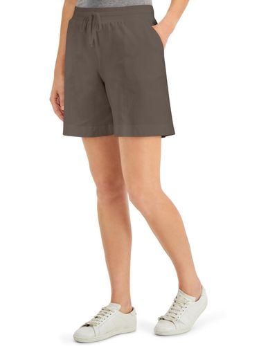 Karen Scott Drawstring-Waist Skimmer Shorts (Brown Clay, XS)