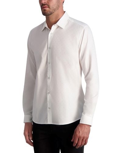 Karl Lagerfeld Label Slim-fit Tonal Polka-dot Shirt - White