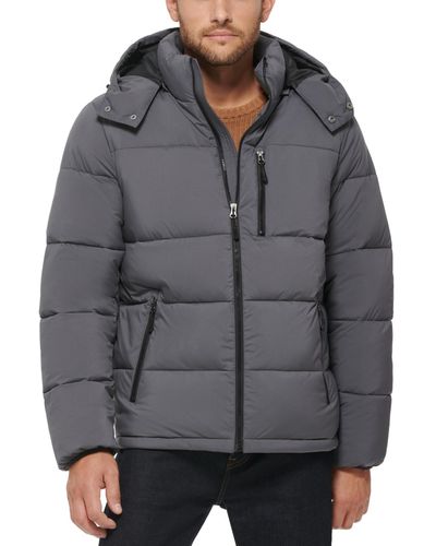 Club Room Stretch Hooded Puffer Jacket - Gray