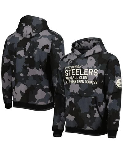 The Wild Collective Pittsburgh Steelers Camo Pullover Hoodie - Black