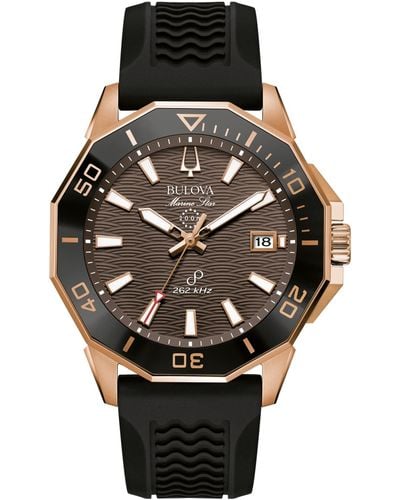 Bulova Marine Star Silicone Strap Watch 43mm - Black