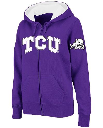 Colosseum Athletics Tcu Horned Frogs Arched Name Full-zip Hoodie - Purple