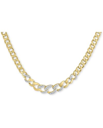 Macy's Diamond Cuban Link 18" Chain Necklace (1/3 Ct. T.w. - Metallic
