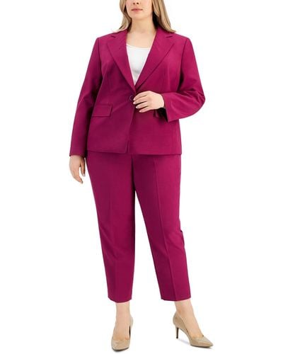 Le Suit Plus Size Stretch Crepe One-button Pantsuit - Red
