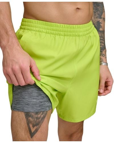 DKNY Tonal Logo Stretch 5" Volley Shorts - Green